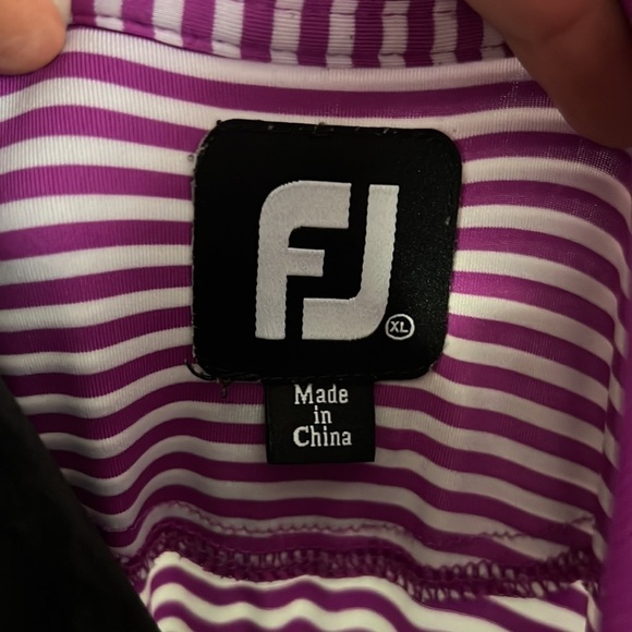 FJ FootJoy Golf Performance Polo Shirt Mens XL Stripes Office Work - Picture 4 of 7